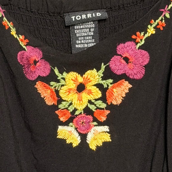 Torrid Black Embroidered Floral Babydoll Cami Top Size 2X - Picture 4 of 6